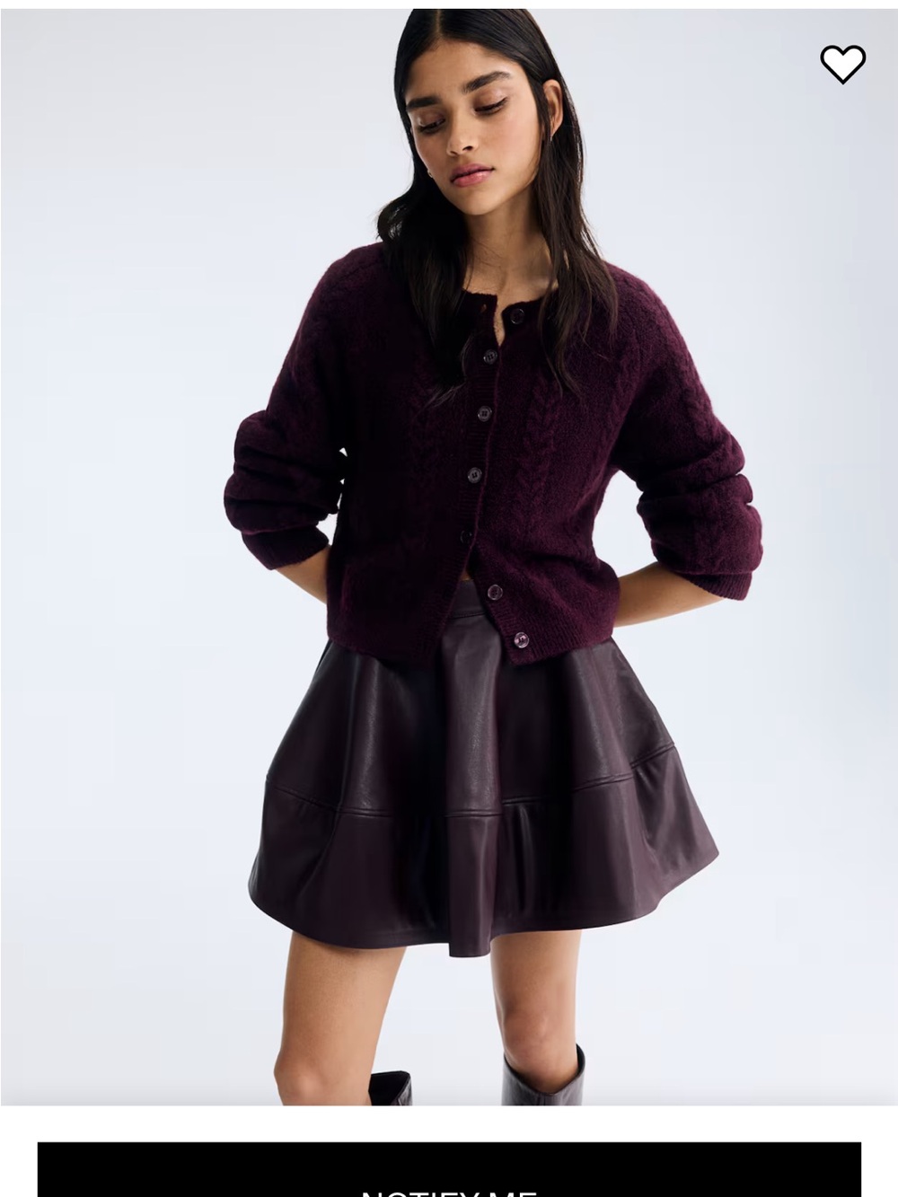 H&M Plum Red Burgundy Cable Knit Cardigan - Picture 7 of 11